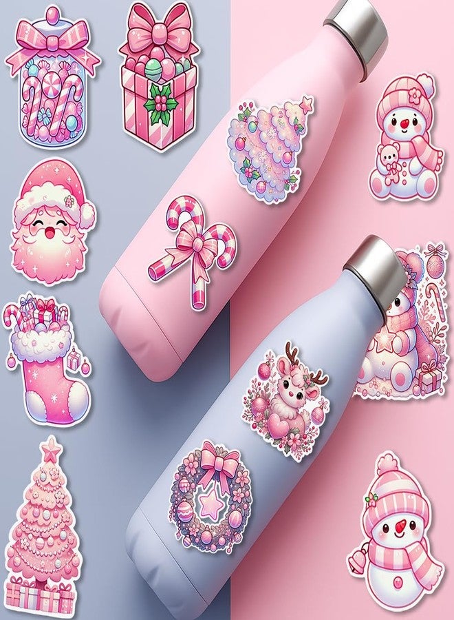 Auconda 150 PCS Pink Christmas Theme Vinyl Stickers, Cute Snowman Santa Claus Decorative Stickers for Parties, Funny Christmas Holiday Party Favors for Kids Teens Aduts, Ideal for Water Bottles, Laptops - Image 4